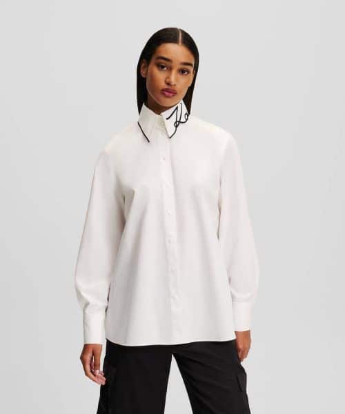 KARL LAGERFELD SIGNATURE COLLAR POPLIN SHIRT