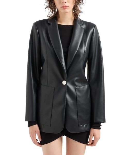 ARMANI EXCHANGE FAUX LEATHER BLAZER