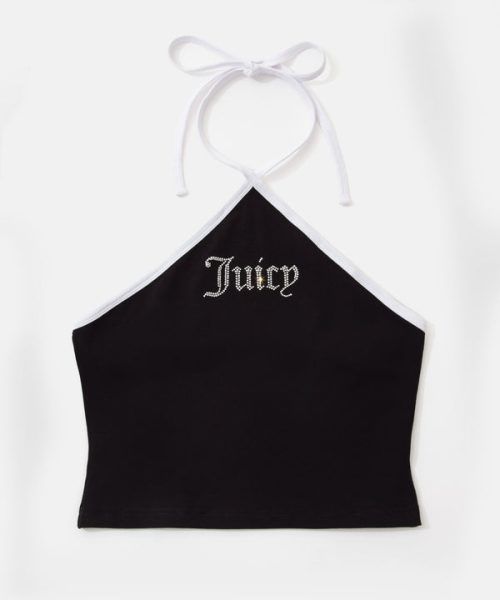 JUICY COUTURE CONTRAST CROSS OVER HALTER TOP