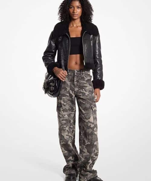 MICHAEL KORS Camouflage Denim Wide-Leg Cargo Pants