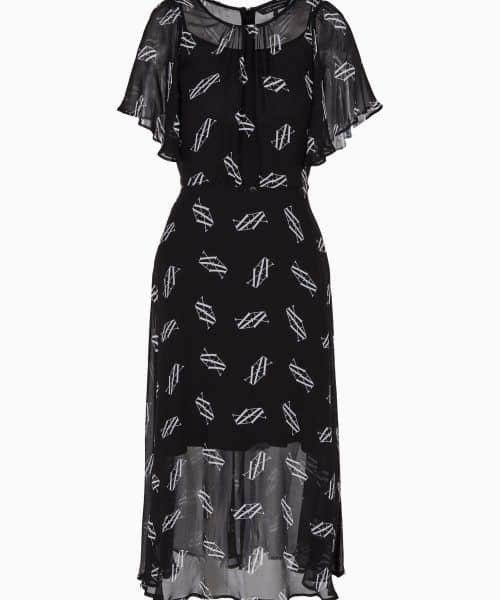 ARMANI EXCHANGE Asymmetric chiffon dress with ASV monogram