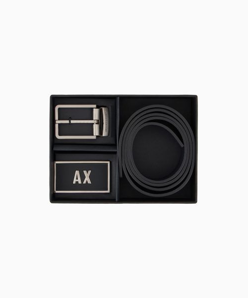 ARMANI EXCHANGE Leather belt set with two prongs