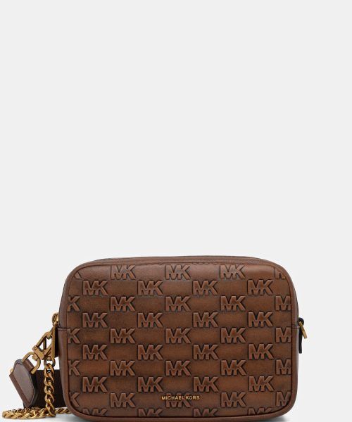 MICHAEL KORS Bryant Medium Logo Embossed Burnished Leather Crossbody Bag