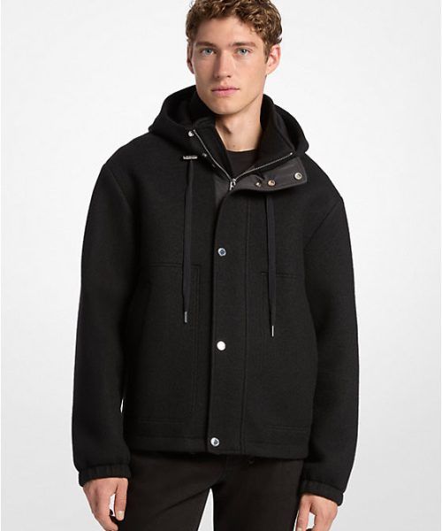 MICHAEL KORS Wool Blend Hooded Jacket