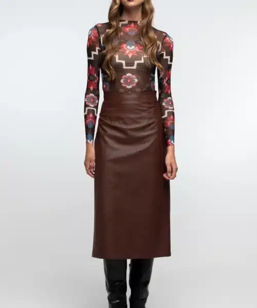 PEACE+CHAOS LIQUORICE MIDI SKIRT