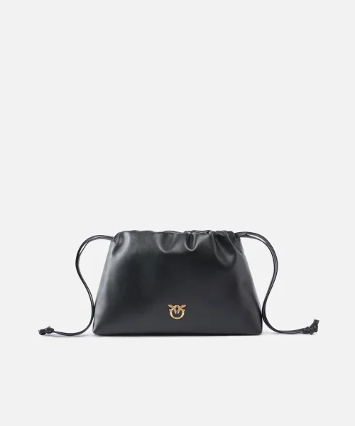 PINKO Small leather shoulder bag with drawstring