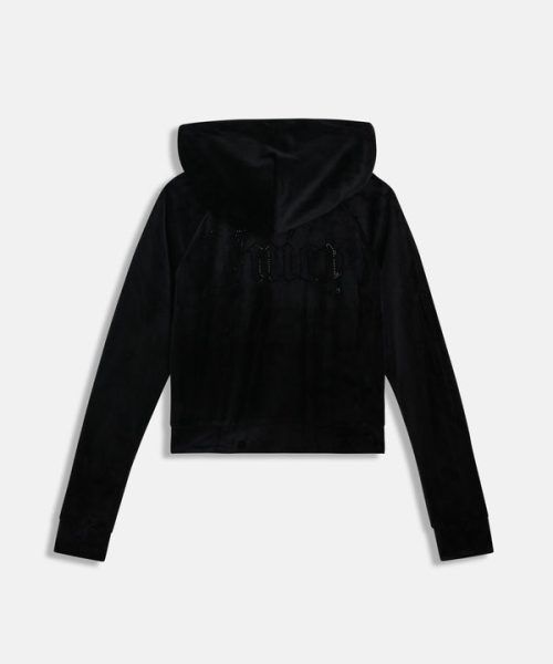JUICY COUTURE Java outline diamanté velour zip-through hoodie