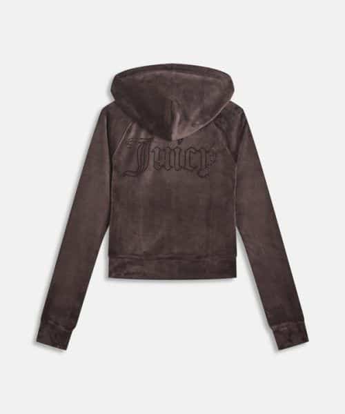 JUICY COUTURE Java outline diamanté velour zip-through hoodie