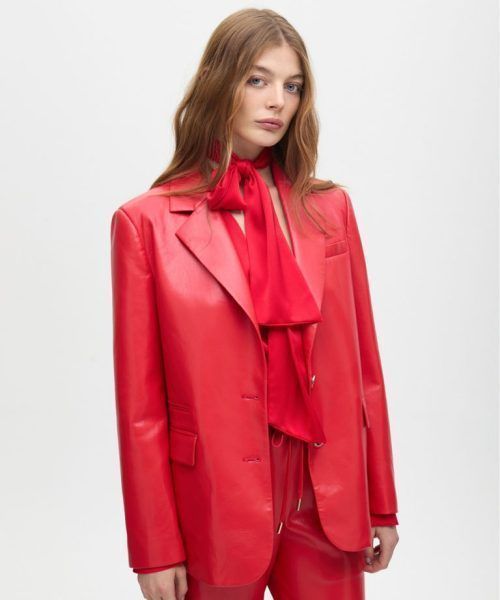 LOLA CASADEMUNT FAUX LEATHER BLAZER