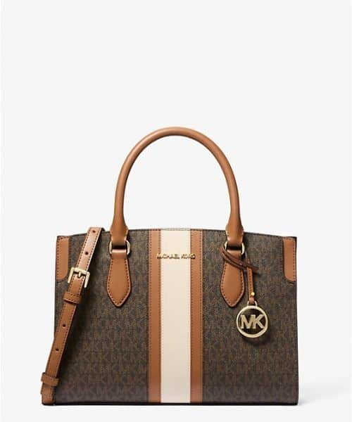 MICHAEL KORS Becca Medium Signature Logo Stripe Satchel