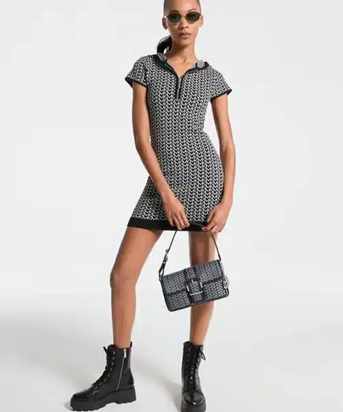 MICHAEL KORS HOODED JACQUARD DRESS WITH LOGO