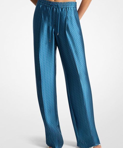 MICHAEL KORS Logo Jacquard Satin Track Pants