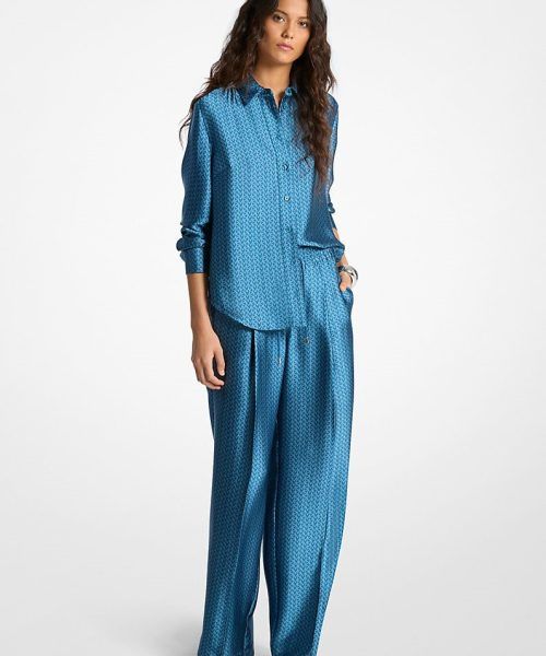 MICHAEL KORS Logo Print Satin Shirt