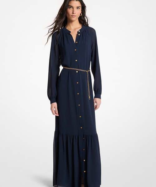 MICHAEL KORS Belted Georgette Maxi Dress