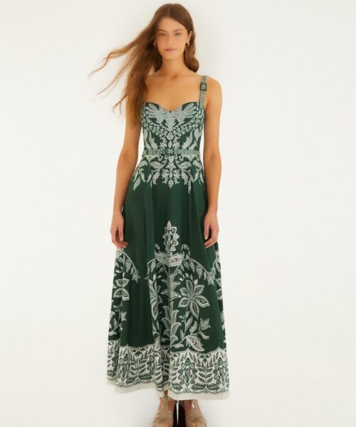 FARM RIO MIRANDA BELT BUCKLES MAXI DRESS