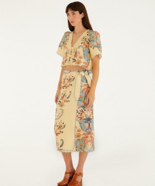 FARM RIO BOHO BEAUTY BUTTER MIDI SKIRT