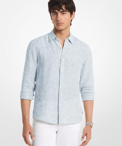 MICHAEL KORS Ριγέ λινό πουκάμισο