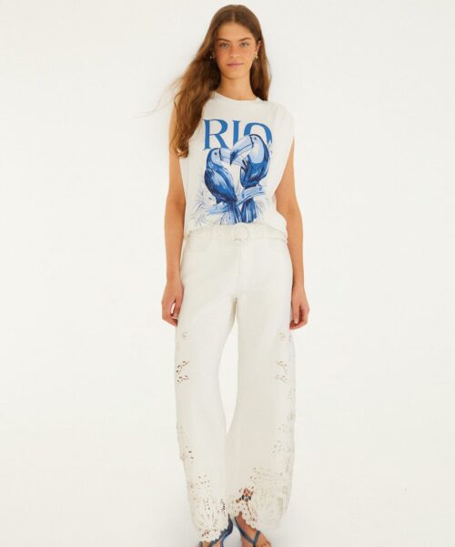 FARM RIO TOUCAN RIO SHOULDER PADS TANK TOP-OFF-WHITE 349809-L0025