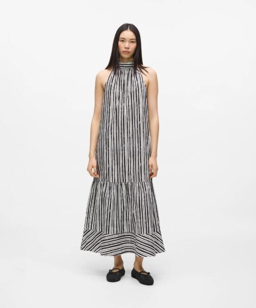 KARL LAGERFELD MAXI COTTON STRIPE DRESS