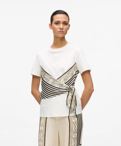 KARL LAGERFELD SCARF PRINT DETAIL T-SHIRT