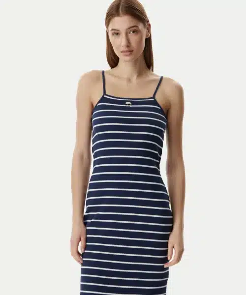 KARL LAGERFELD IKON STRIPED JERSEY DRESS