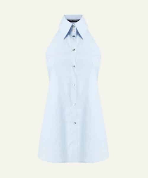 KARL LAGERFELD  TIED SLEEVLESS POPLIN BLOUSE